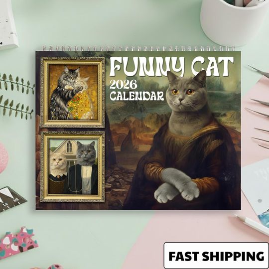 Discover Famous Painting Cat Art Wall Calendar 2026, Cat Monthly Planner, Pet Lover Gift