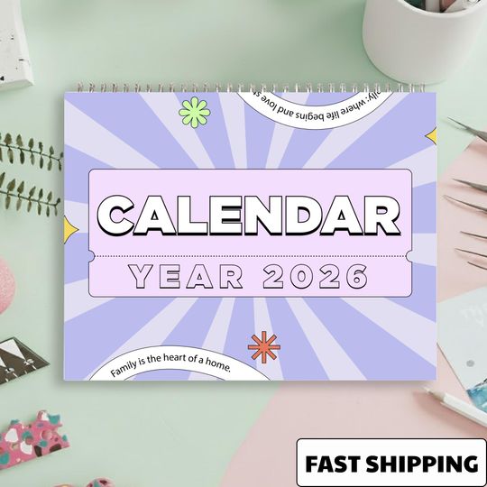 Discover Custom Scrapbook Style Wall Calendar 2026, Family Monthly Planner, Pet Lover Gift