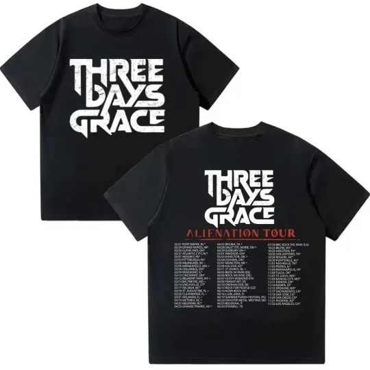 Discover Three Days Grace Alienation Tour 2026 T-shirt Reprint Gildan