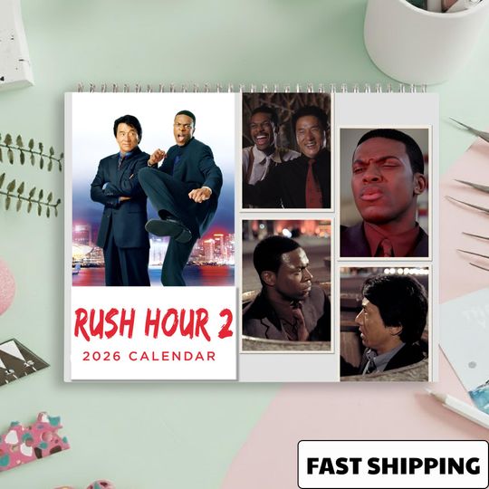 Discover Rush Hour 2 Wall Calendar 2026, Retro Movie Print, Minimalist Movie Poster
