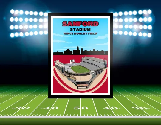 Discover Sanford Stadium GA Bulldogs Vertical Poster Print for Fan Man Cave