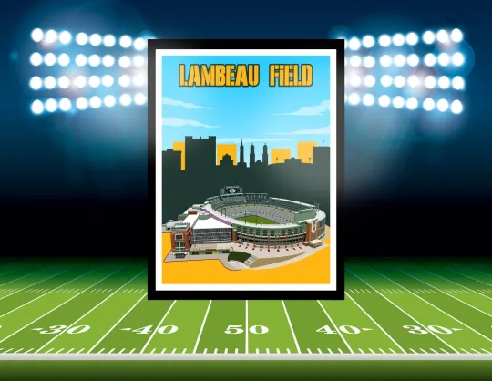 Lambeau Field Green Bay Packers Cheesehead Fan Mancave Poster Print