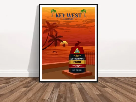 Discover Key West Florida Wall Art Vacation Poster Beach Print Vertical Poster