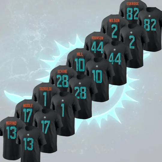 Miami Dolphins Multi-Player Dark Water Name & Number Fastship For Fans