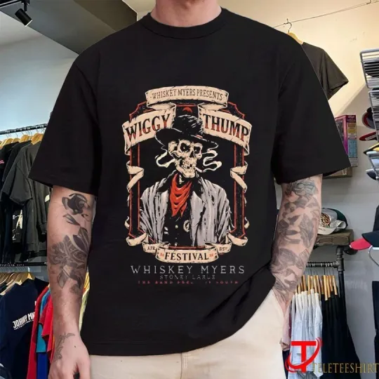 Discover Whiskey Myers Wiggy Thump April 25 2026 Palestine, Texas Skeleton T-Shirts