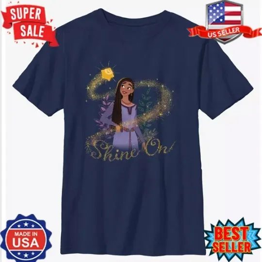 Discover Disney Wish Shine On Asha and Star T-Shirt Disney Wish Unisex T-Shirt