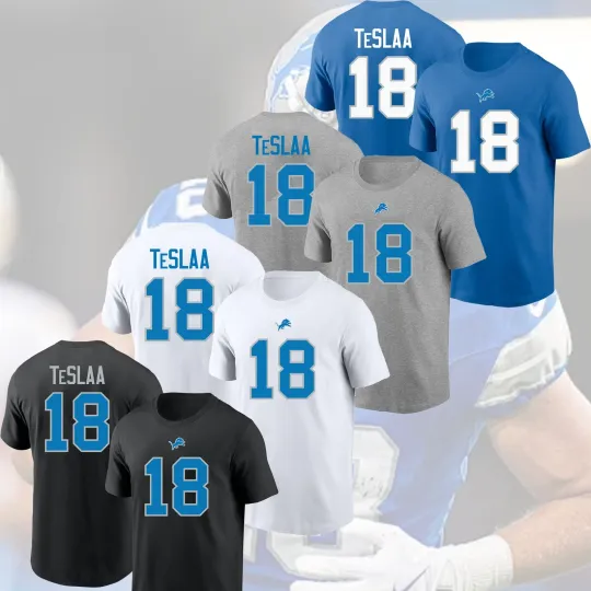 Discover Isaac Teslaa #18 Detroit Football 2025 Player Name & Number Fan Gifts