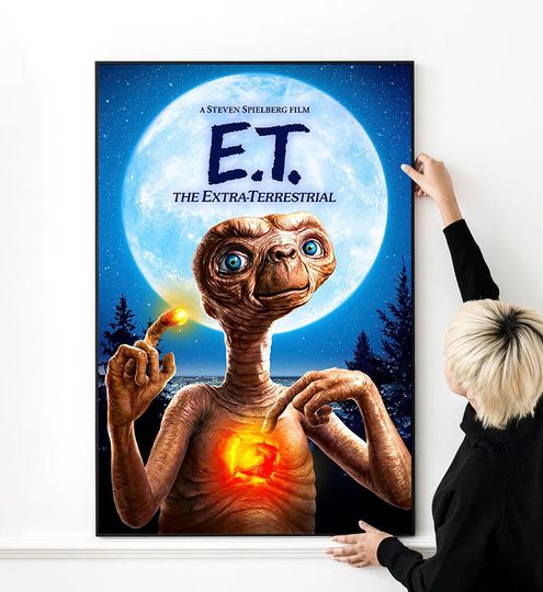 Discover E.T. the Extra-Terrestrial Movie Poster, High Quality Print, Wall Art Canvas, Vertical