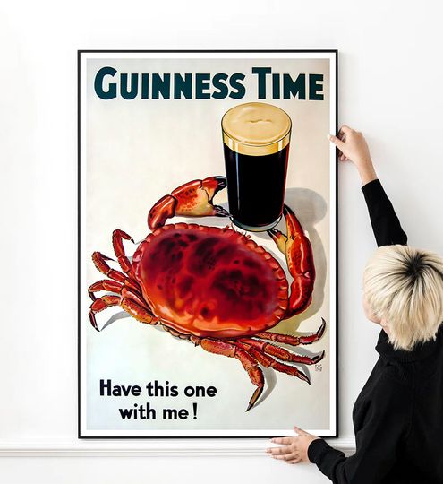 Discover Guinness Time Crab Vintage Advertising Poster Vertical High Quality Wall Art