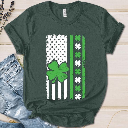 Discover St Patrick's Day USA Flag Shirt, St Patrick's Day Shirt, American Flag Shirt, Saint Patrick's Day Shirt, Irish Shirt, USA Flag Shirt UMAG01