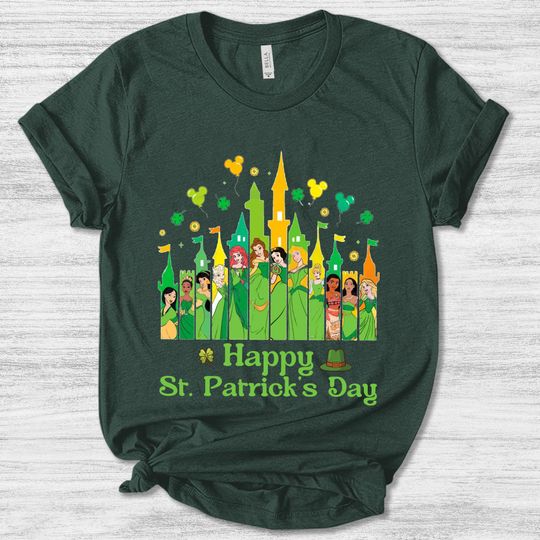 Discover Disney Princess Happy St. Patricks Day Shirt, WDW Disneyland Castle Girl Trip Shamrock Lucky Irish Gift, Shenanigans Family Patrick SKTF02