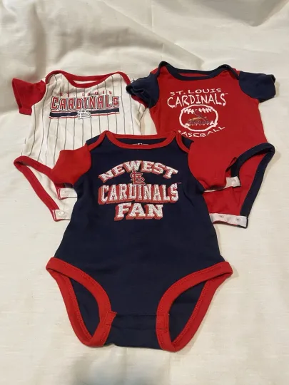 Discover Lot Of 3 STL Cardinals Bodysuits Size 0-3 Months