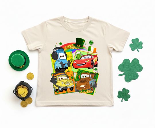 Discover McQueen St Patricks Day Shirt, Disney Irish Day Kids T-shirt, Shenanigans Tee, Disney Cars Lucky Gift, Disneyland Shamrock Sweatshirt