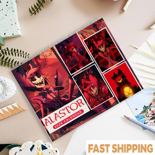 Discover Alastor 2026 Wall Calendar, Demon Radio Host Inspired Art Calendar, Dark Aesthetic Fan Gift, Horror Cartoon Desk Planner