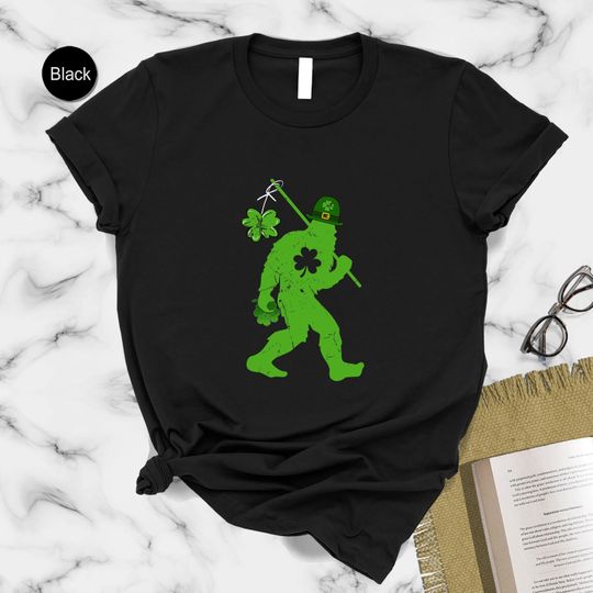 Discover St Patrick's Day Bigfoot T-Shirt,Shamrock Sasquatch Tee
