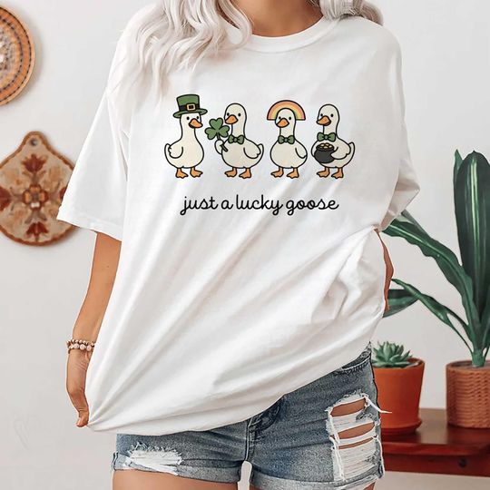 Discover St Patrick's Day Shirt, Irish Gift, Cute St Patrick's Tshirt, Funny St Patrick Goose Tee, Holiday Goose Top, Festive Apparel