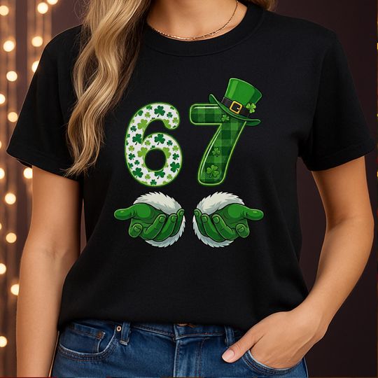 Discover 67 St Patricks Day Shirt funny 6 7 Meme Tee Viral Trend Top Irish Humor Gift for Teen Boys Gen Z Graphic Tshirt