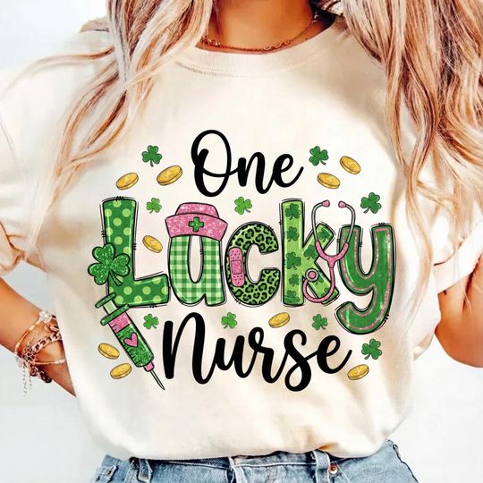 Discover One Lucky Nurse St Patricks Day 2026 Shirt Green Shamrock Irish ER Gift