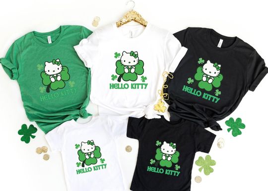 Discover Kitty and Friends Png, Lucky Friends Png, Best Day Ever Png, St Patricks day Png, Kawaii Cat Shirt Anime Manga Shirt, Anime T-shirt