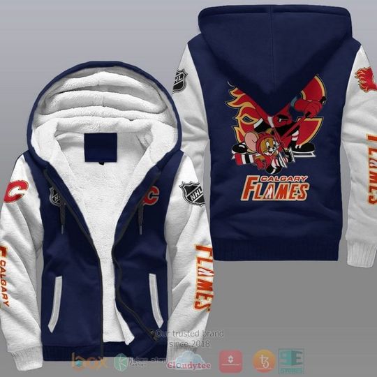 Calgary Flames Hockey Tom And Jerry Fleece Hoodie