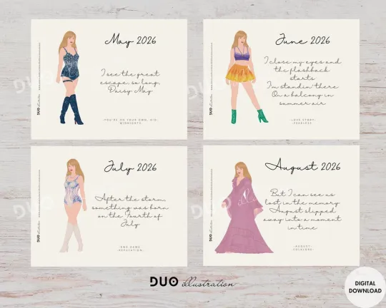 TS 2026 Calendar Wall Art with Eras Outfits