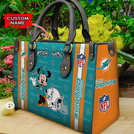 Miami Dolphins Personalized Leather Hand Bag