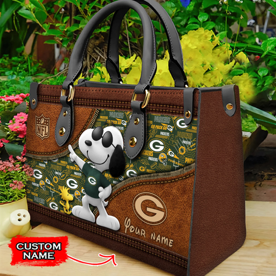 Green Bay Packers Personalized Leather Hand Bag