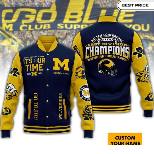 Discover Custom Name Michigan Wolverines It’s Our Time Baseball Jacket