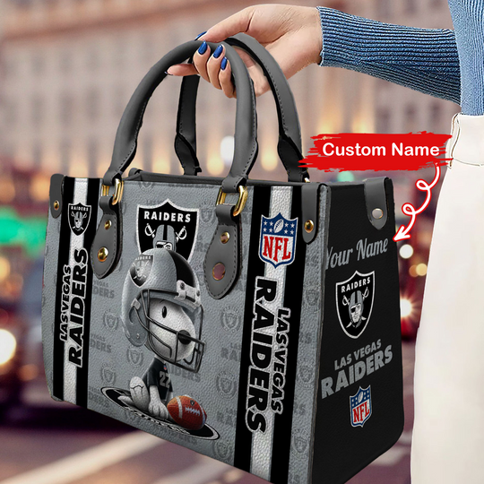 Las Vegas Raiders Personalized Leather Hand Bag