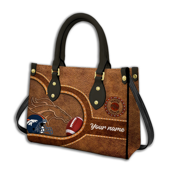 Denver Broncos Personalized Leather Hand Bag