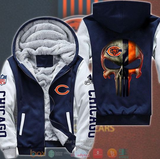 Chicago Bears Punisher Skull 3D Fleece Hoodie Jacket