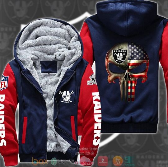 Las Vegas Raiders Punisher Skull 3D Fleece Hoodie Jacket