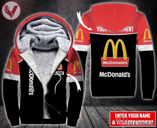 Personalized Mcdonald’s 3D Fleece Zip Hoodie, Gift For Father, Employee, Winter Jacket