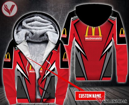 Discover Personalized Mcdonald’s Uniform Custom 3D Fleece Zip Hoodie, Winter Hoodie