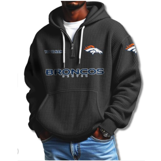 Unisex Broncos Waffle Quarter Zip Hoodie 2025 Black