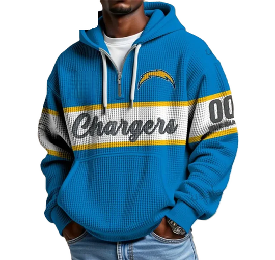 Los Angeles Chargers Waffle Half Zip Hoodie, Gift For Him, Men Hoodie
