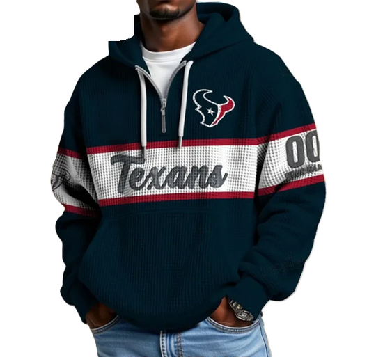 Houston Texans Waffle Half Zip Hoodie, Gift For Him, Men Hoodie