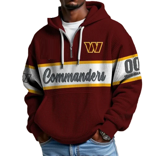 Washington Commanders Waffle Half Zip Hoodie, Gift For Him, Men Hoodie