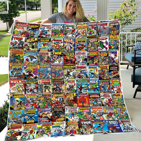 Marvel Comics Oversized Fleece Sherpa Throw Blanket | 54 x 72 Inches Superheros