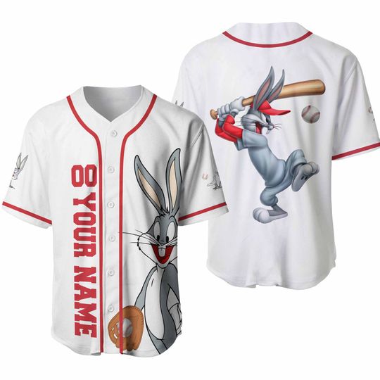 Personalize Looney Tune Bugs Bunny Jersey Baseball, Baseball Team Outfit, Gift for Space Jamz Fans, Tune Squad Jersey, Family Jersey