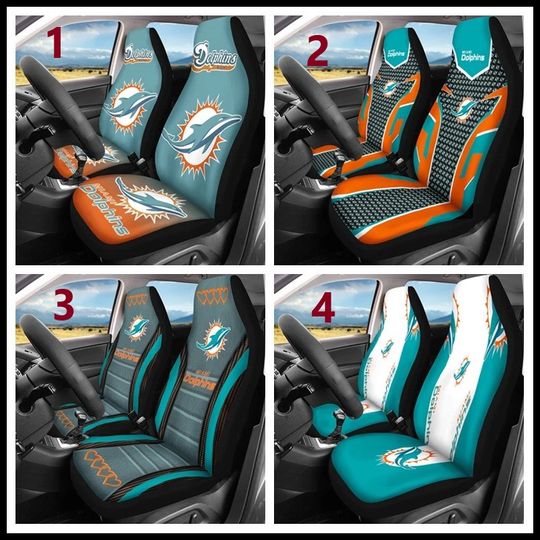 Car Seat Cover Seat Protector 2Pc with Miami Dolphins