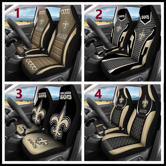 Car Seat Cover Seat Protector 2Pc with New Orleans Saints