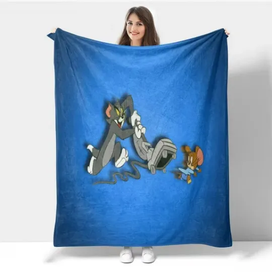 Funny Tom And Jerry Movie Cartoon Fleece Blanket, Gifts for Kid