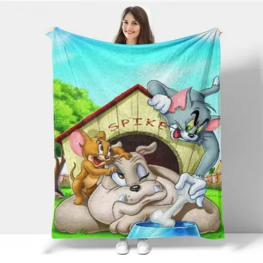Discover Spike Tom Jerry Funny Friends Tom And Jerry Cartoon Movie Fleece Blanket
