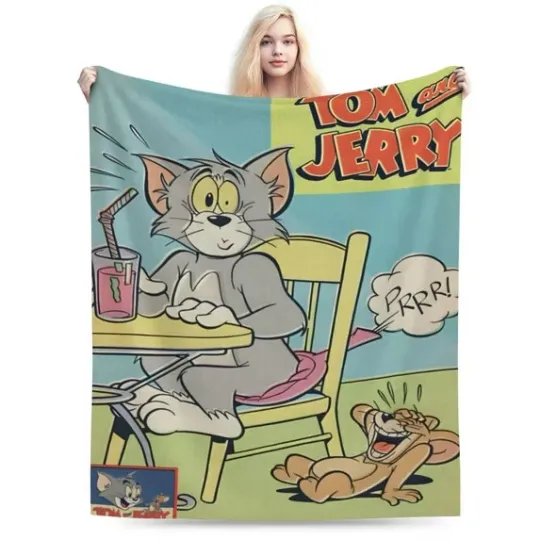 Funny Tom And Jerry Movie Cartoon Fleece Blanket, Gifts for Kid