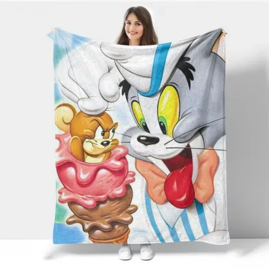 Discover Funny Tom And Jerry Movie Cartoon Fleece Blanket, Gifts for Kid