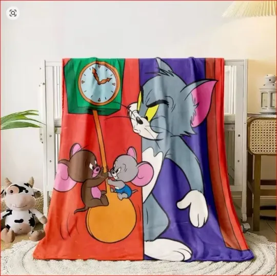 Funny Tom And Jerry Movie Cartoon Fleece Blanket, Gifts for Kid
