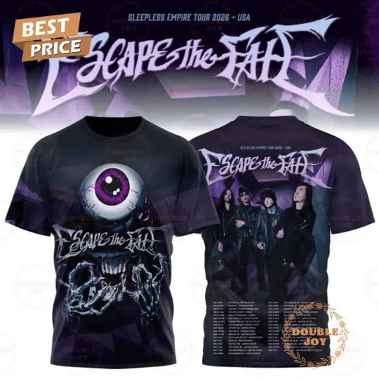 Discover Escape The Fate Sleepless Empire Tour 2026 T-Shirt