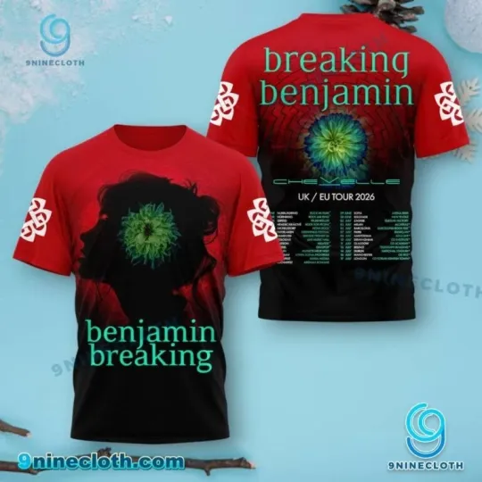 Discover Breaking Benjamin UK & EU Tour 2026 T Shirt, Rock Band Concert Music Tee