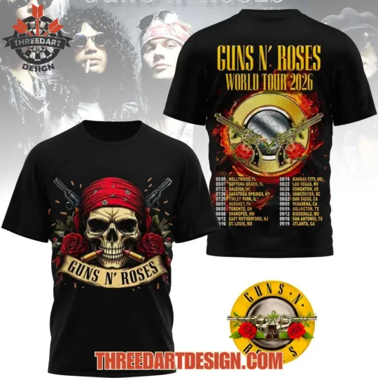 Discover Guns N’ Rose World TOur 2026 3D T-Shirt
